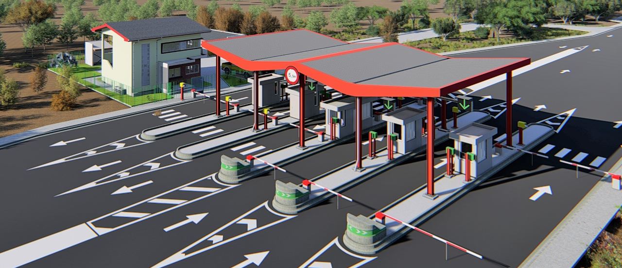 Poste de péage automatique — Vue aérienne