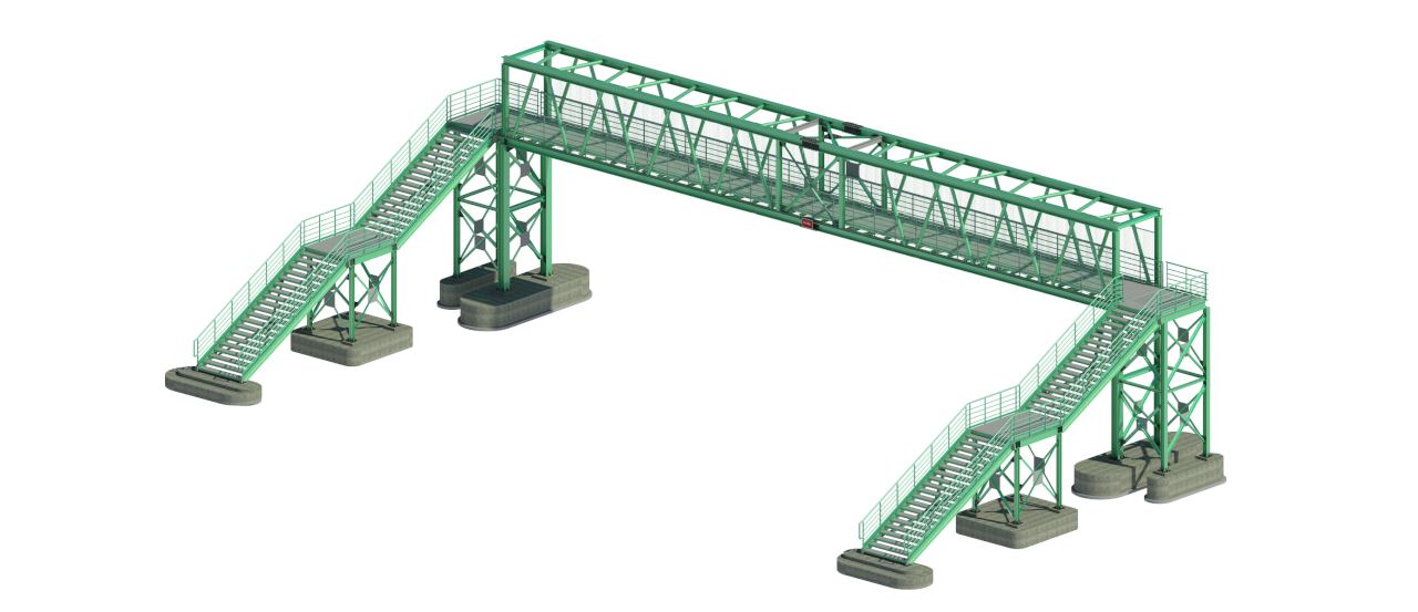 Passerelle métallique — Vue 3D