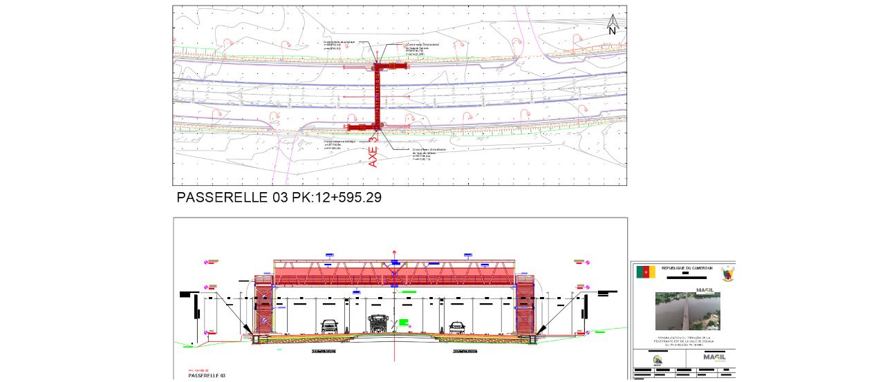 Implantation Civil 3D — Passerelle 03 PK:12+595.29